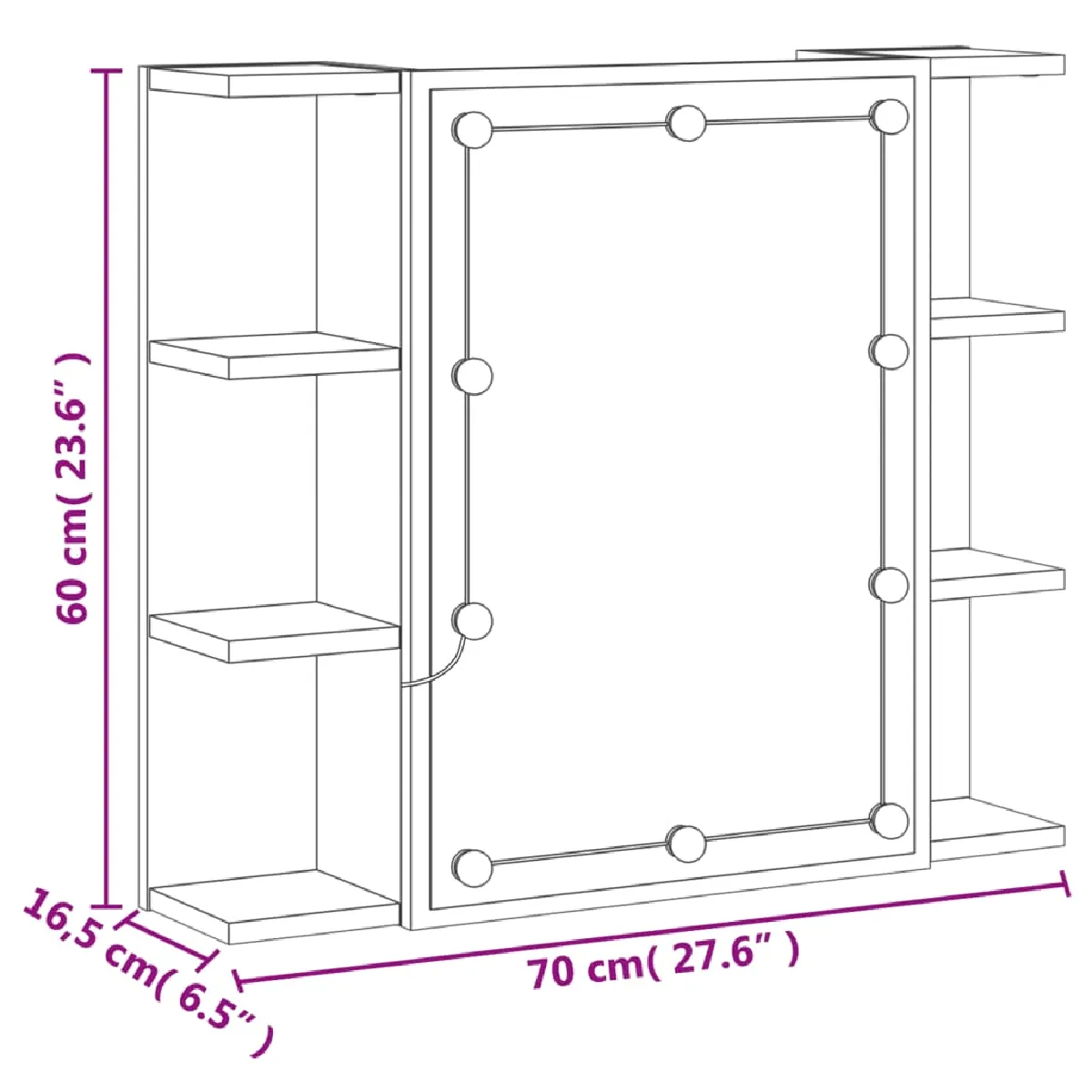 VidaXL Armoire miroir LED blanc