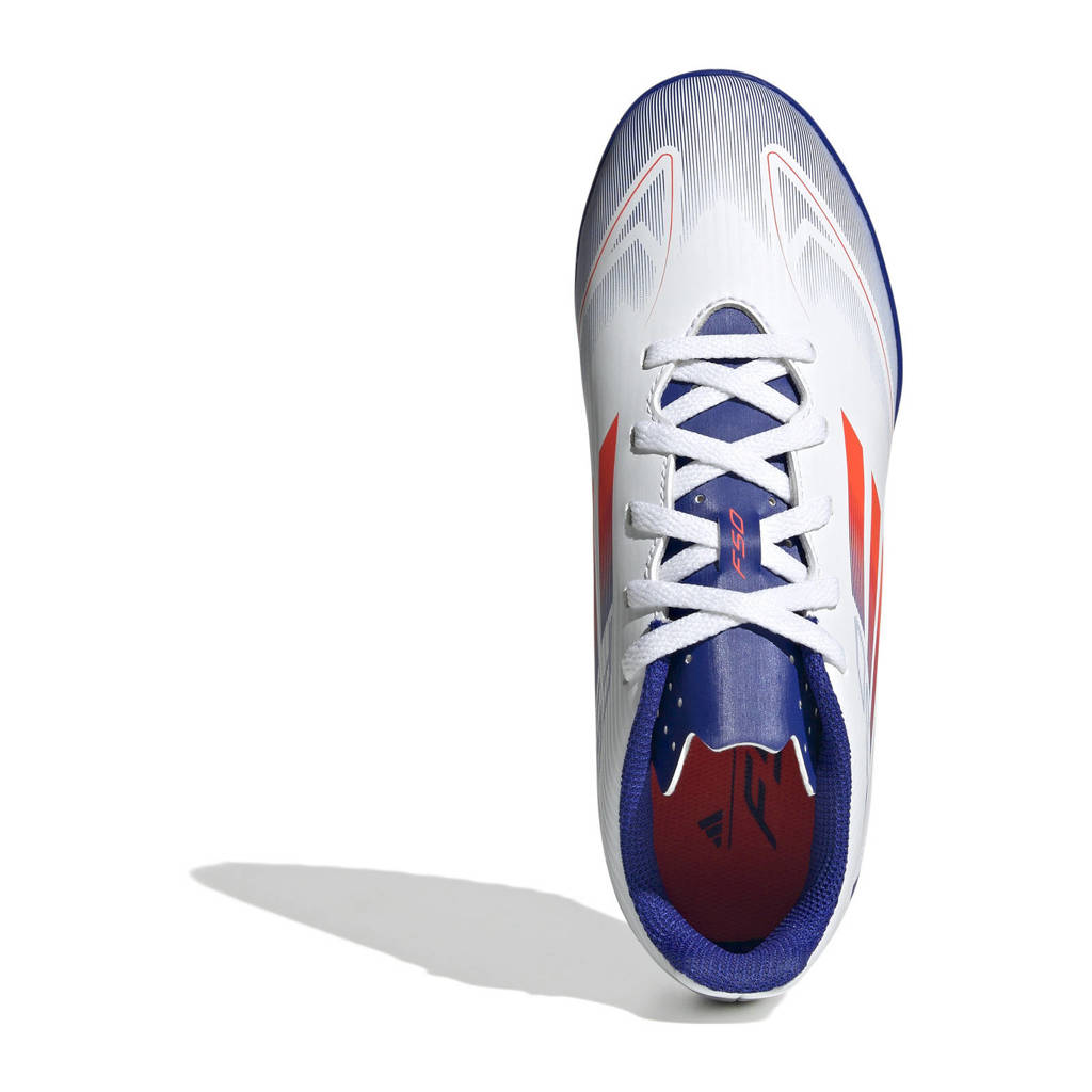 adidas F50 Club junior voetbalschoenen wit/rood/kobaltblauw