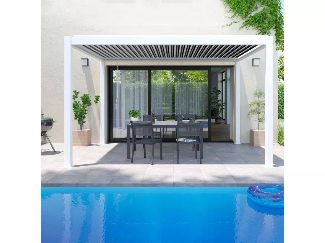 Pergola bioclimatique autoportée blanche 3x4m