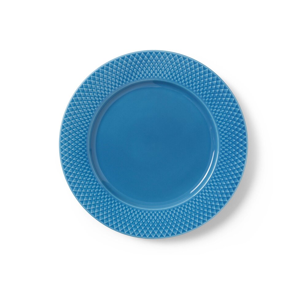Lyngby Porcelæn  Rhombe Color middagstallerken, blå - Ø27 cm