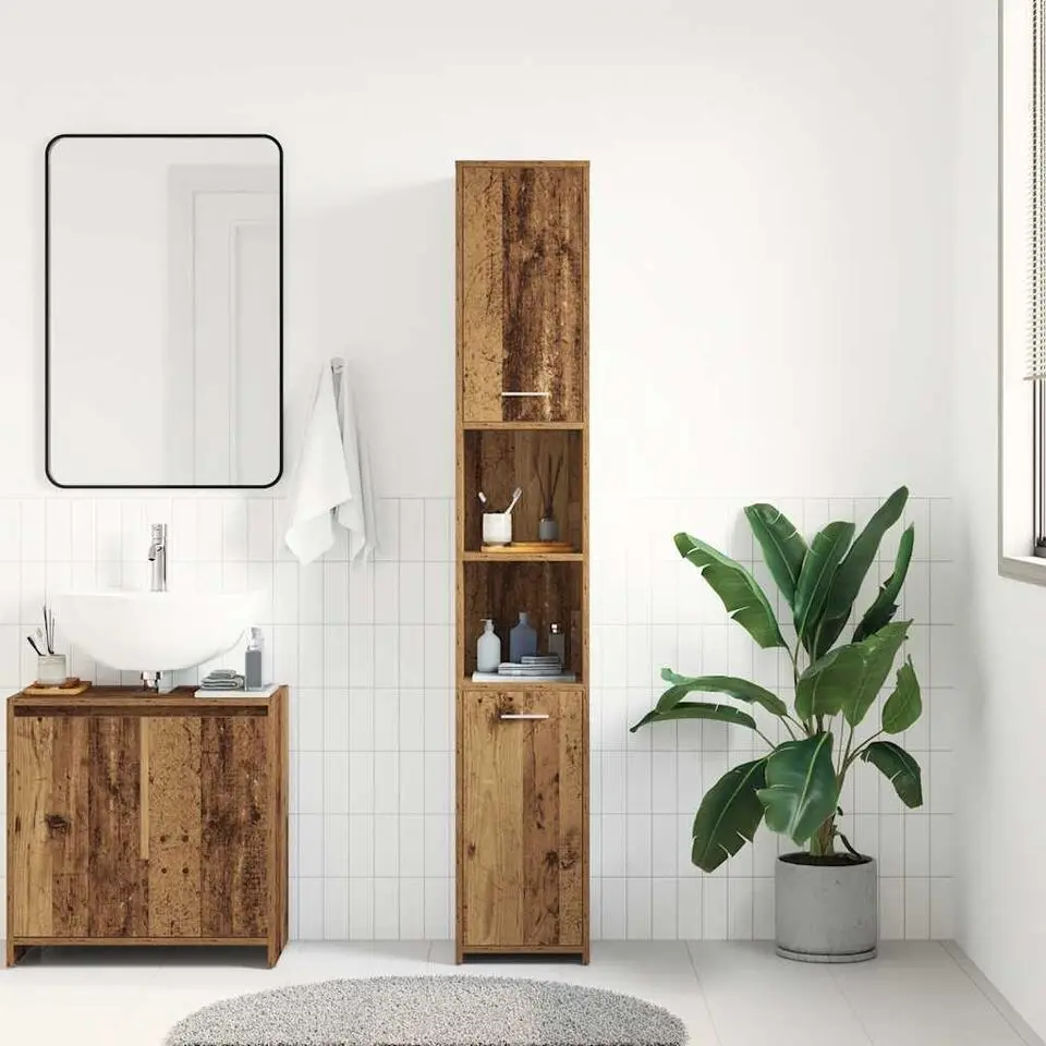 vidaXL - Kolomkast met 2 deuren 2 vakken - Zwart eiken - Hout - 30x30x183.5 cm