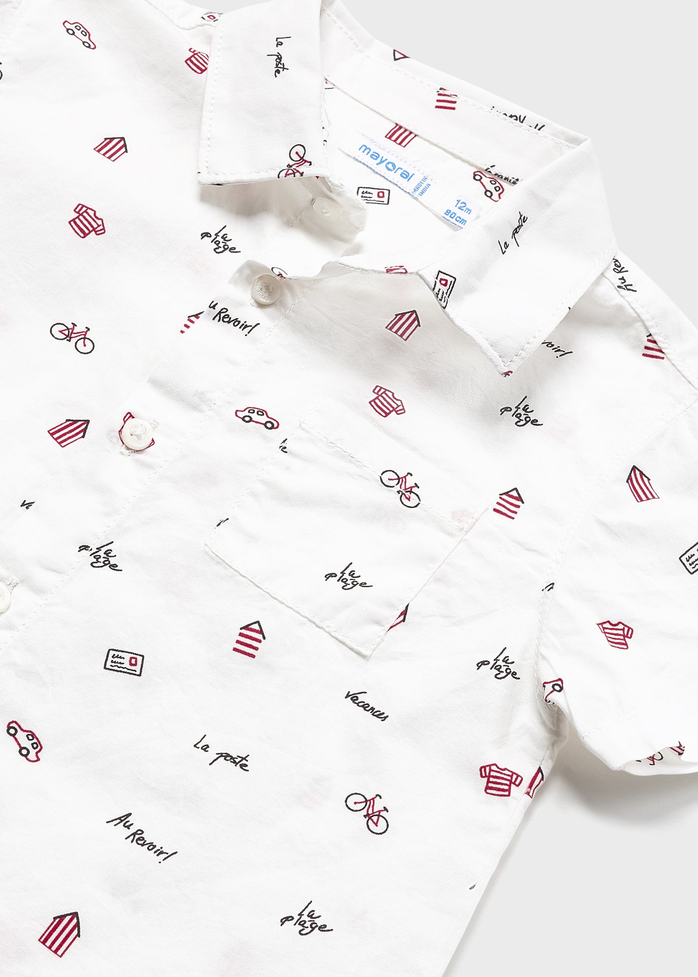 Camisa infantil de algodão estampado com mangas curtas