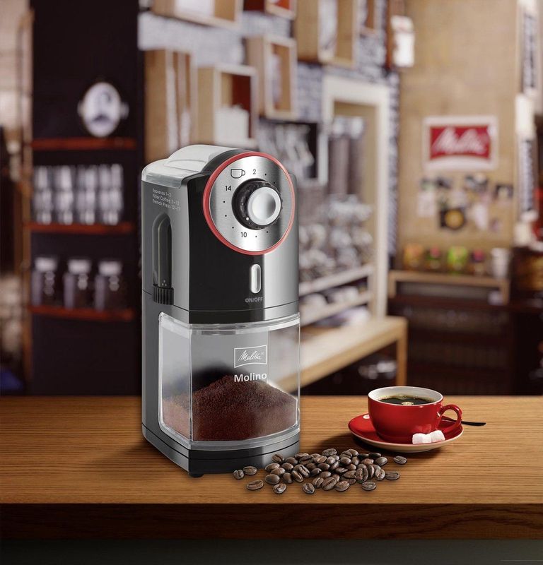 Melitta Molino - Elektrische Koffiemolen - Zwart/Rood - Inhoud 200g