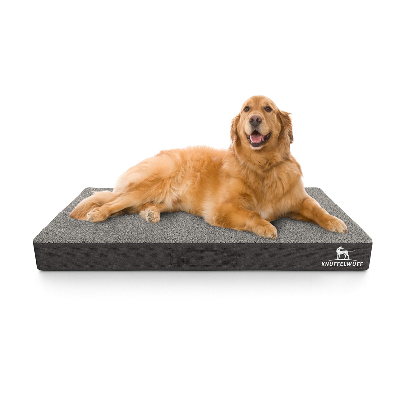 Knuffelwuff orthopädische Hundematte Ellenie aus Teddymaterial und Velours grau L