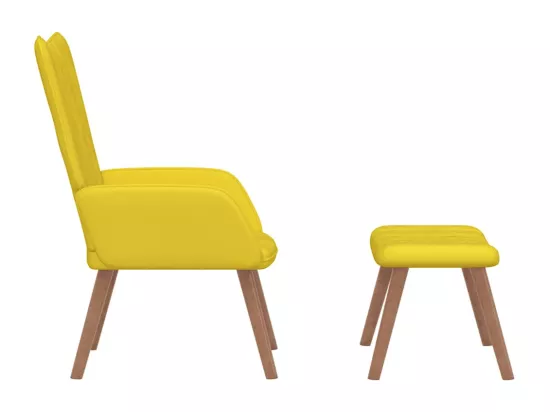 Chaise de relaxation avec repose-pied Jaune moutarde Velours