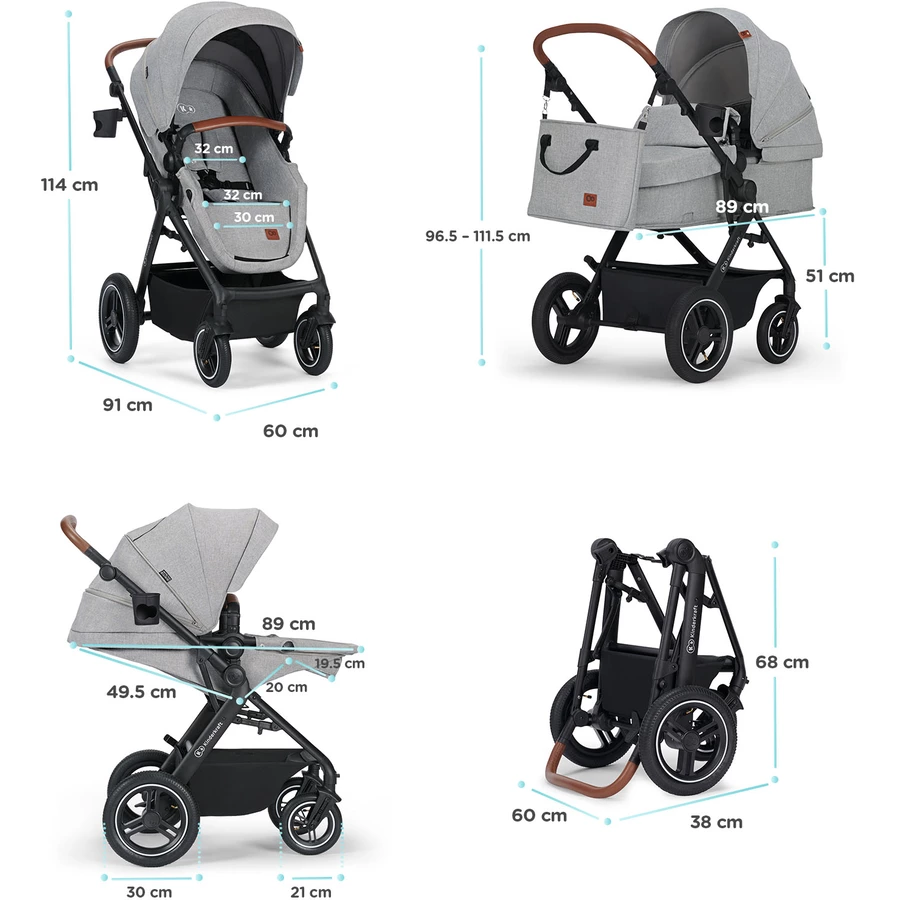 Kinderkraft Kinderwagen B Tour 3 in 1 Mink Pro Light Grey