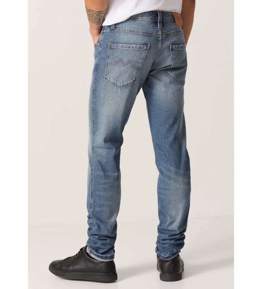 Calça jeans Six Valves de cintura média e corte slim, azul.