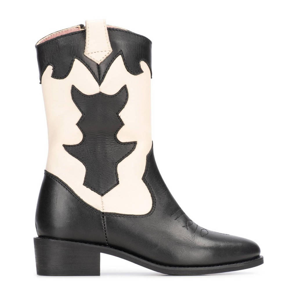 PS Poelman Nolialeren cowboylaarzen zwart/beige
