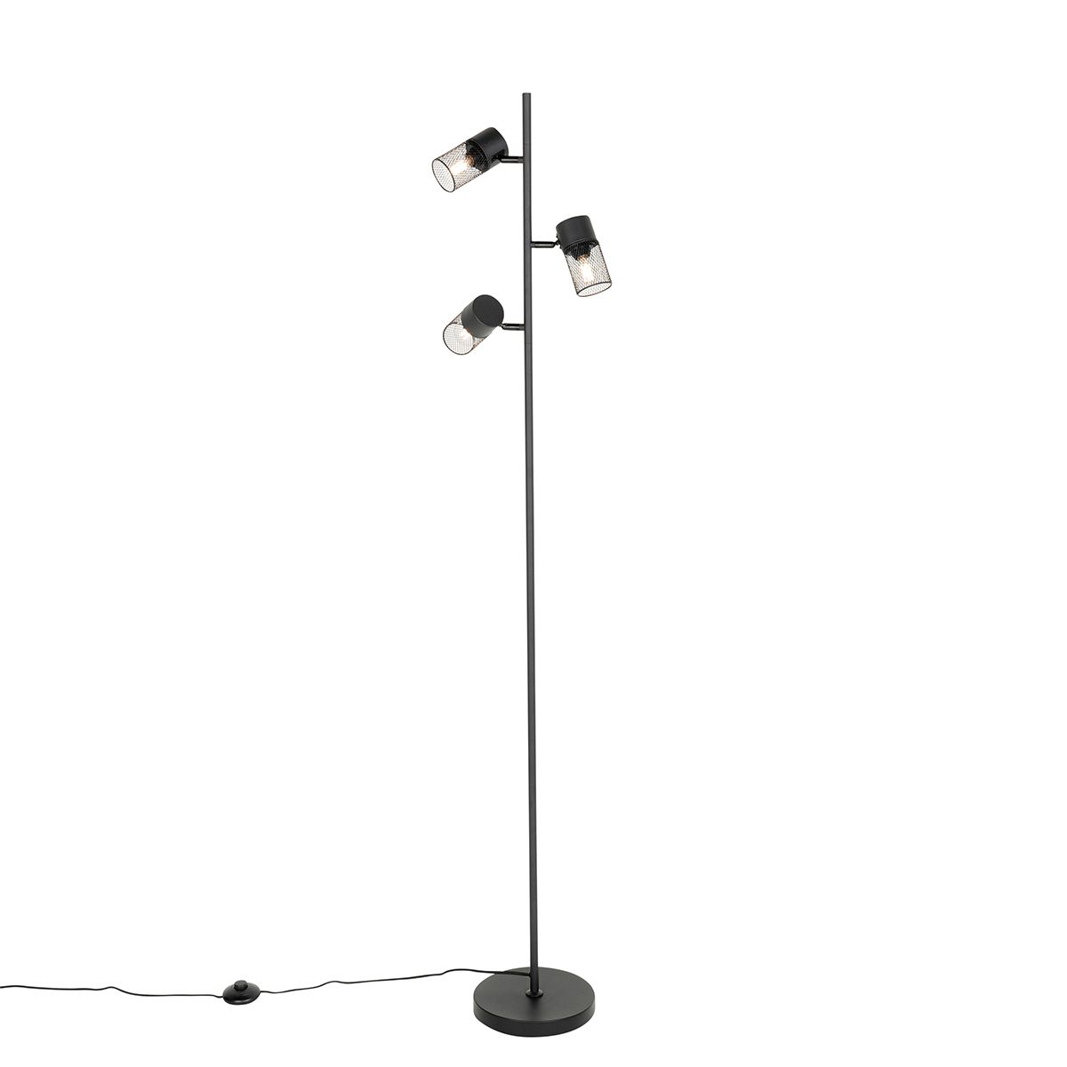 Industriële vloerlamp zwart 3-lichts - Jim