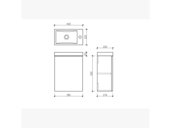 Lave main vasque 40 cm gris laqué Aquapixo