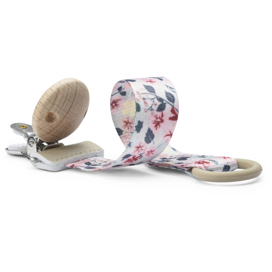 Elodie Schnullerband mit Holzdetail, Floating Flowers