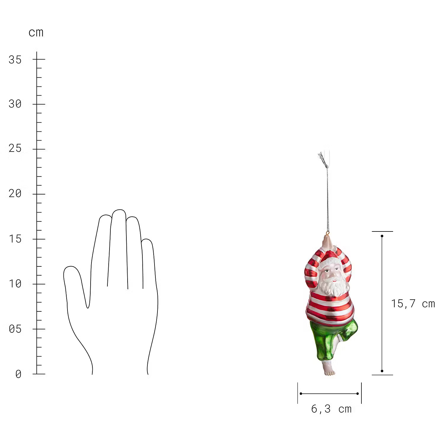 HANG ON Baumanhänger Yoga Santa | Weihnachtskugel Glas