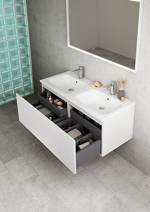 Meuble sous vasque à suspendre Pura blanc 60 cm
