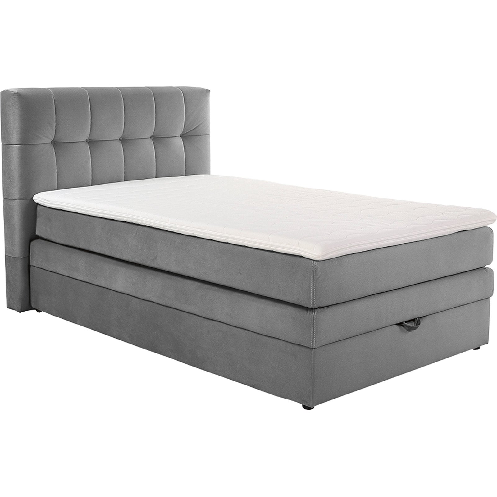 Boxspringbett Amy, Stoff, mit Bettkasten, 140 x 200 cm Samt grau