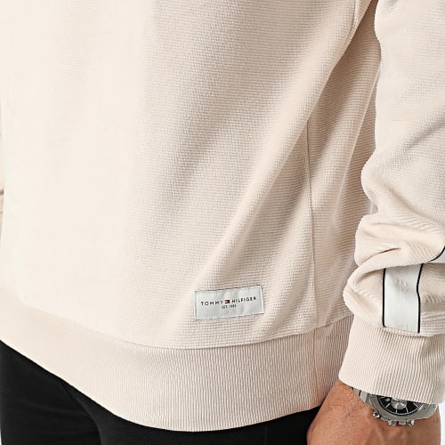 Sweat Crewneck A Bandes Track Top Velour 3010 Beige