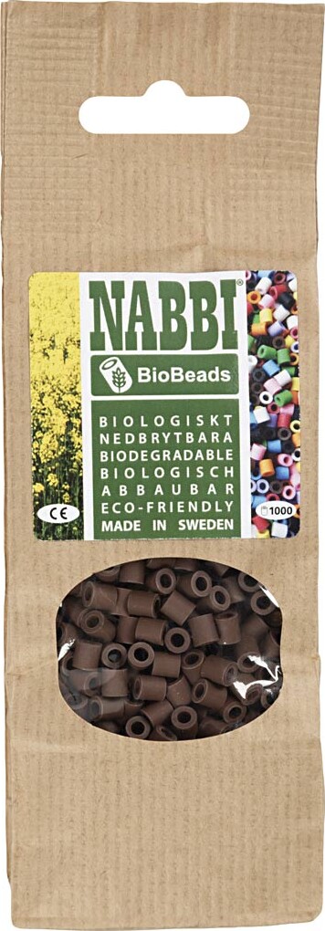 Rør Perler Til Perleplader - Medium - Brun - 1000 Stk. - Nabbi Biobeads