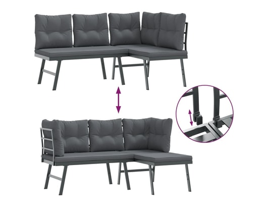 VIDAXL - Banc de jardin Bancs de jardin avec coussins lot de 2 acier enduit de poudr...