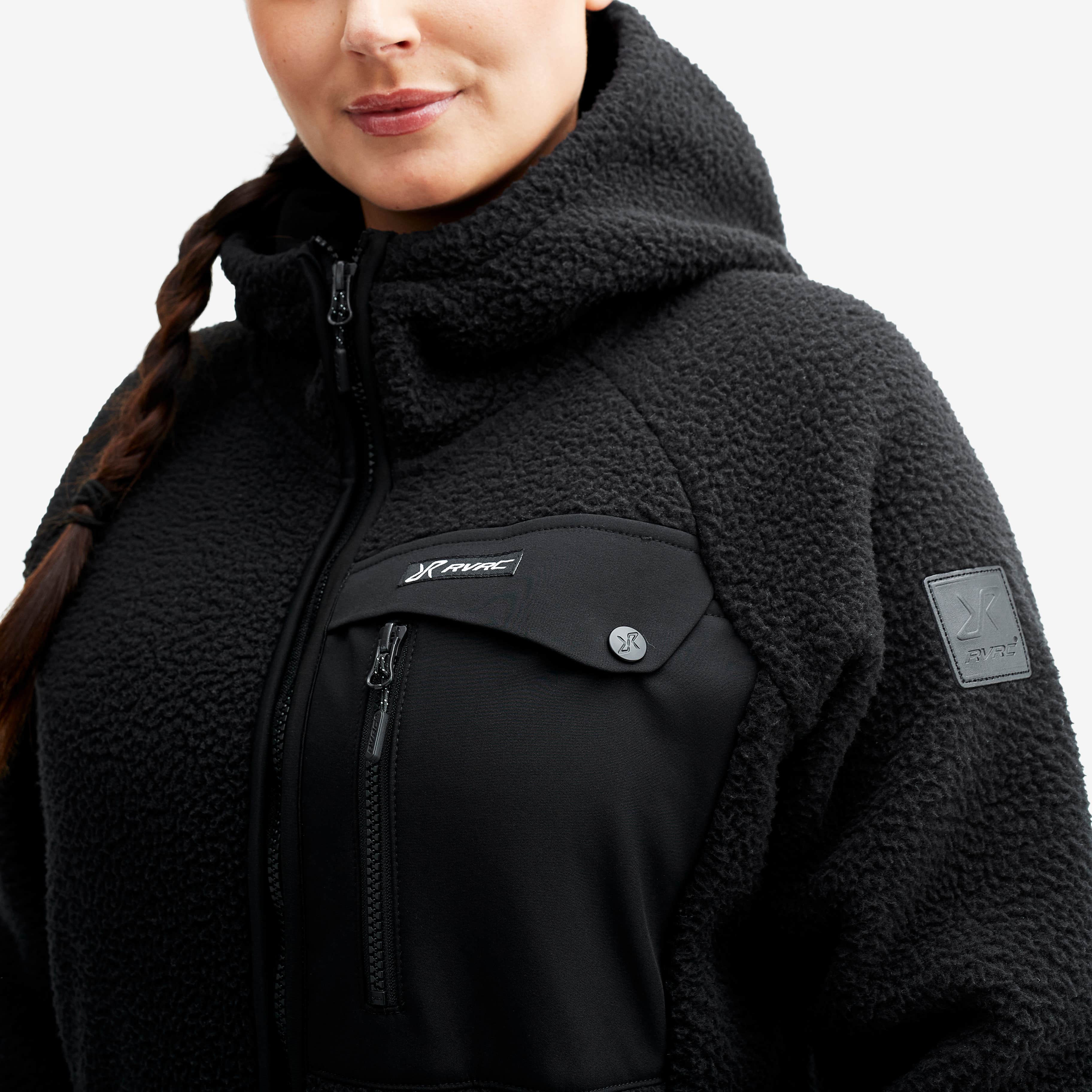 Sherpa Hoodie Dame Caviar