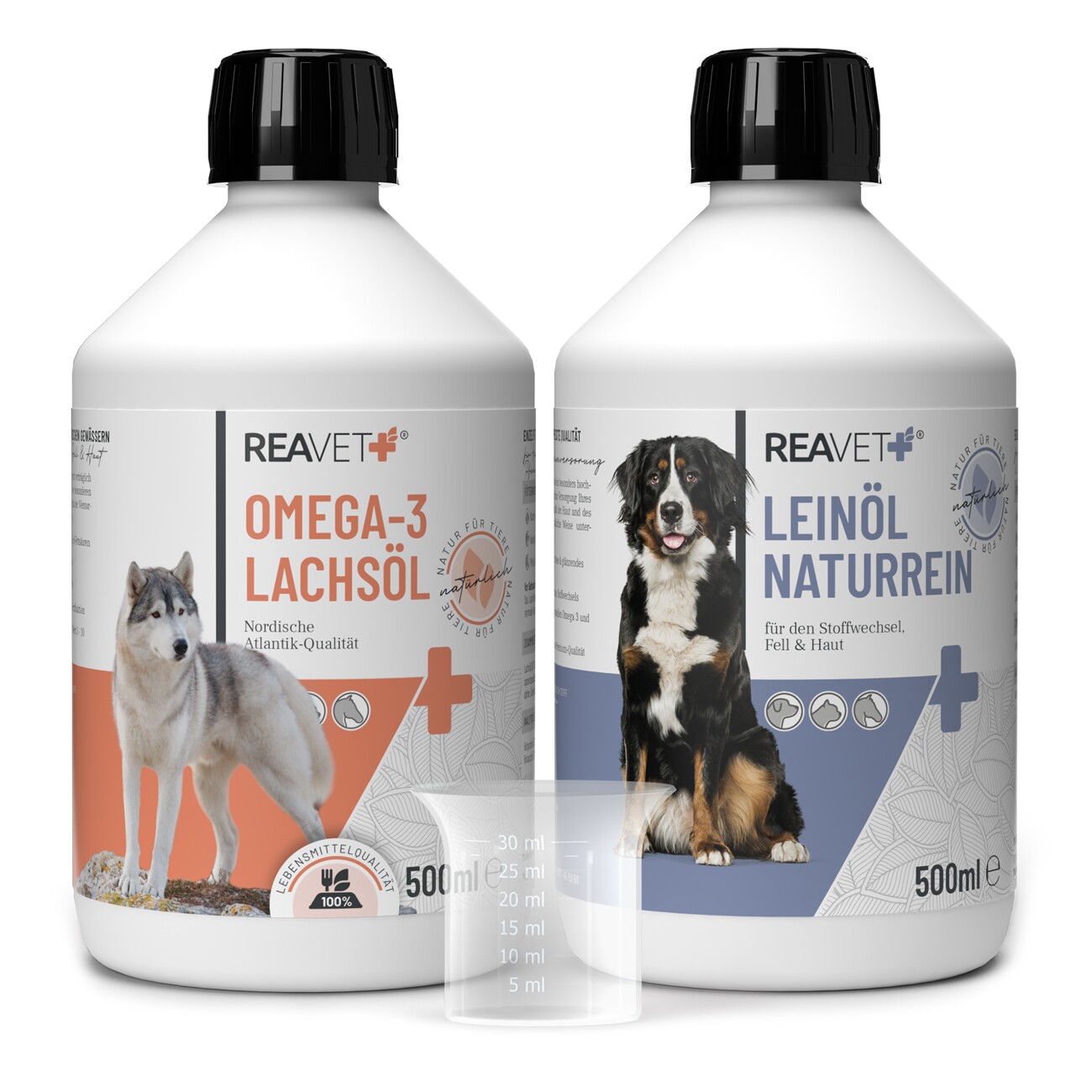 REAVET BARF-Öl Set mit Leinöl & Lachsöl | 2x500ml