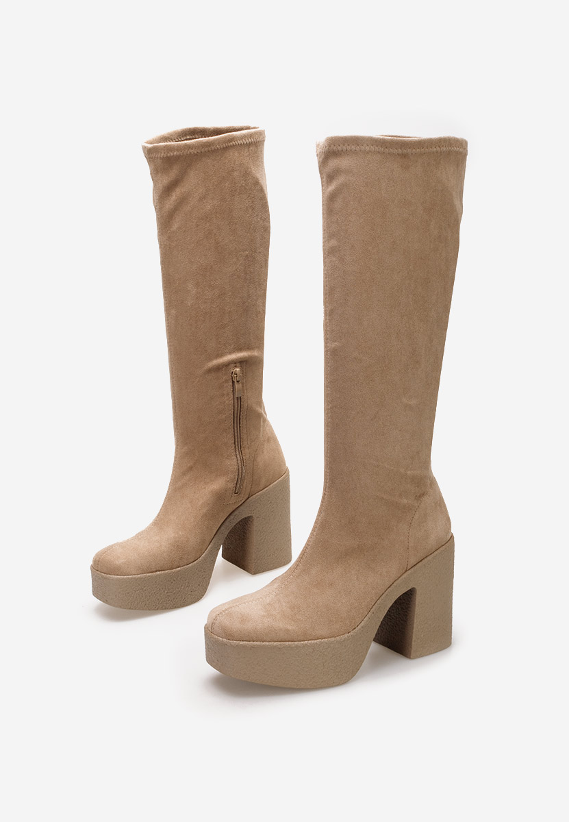 Bottes à talon carré kaki Minella