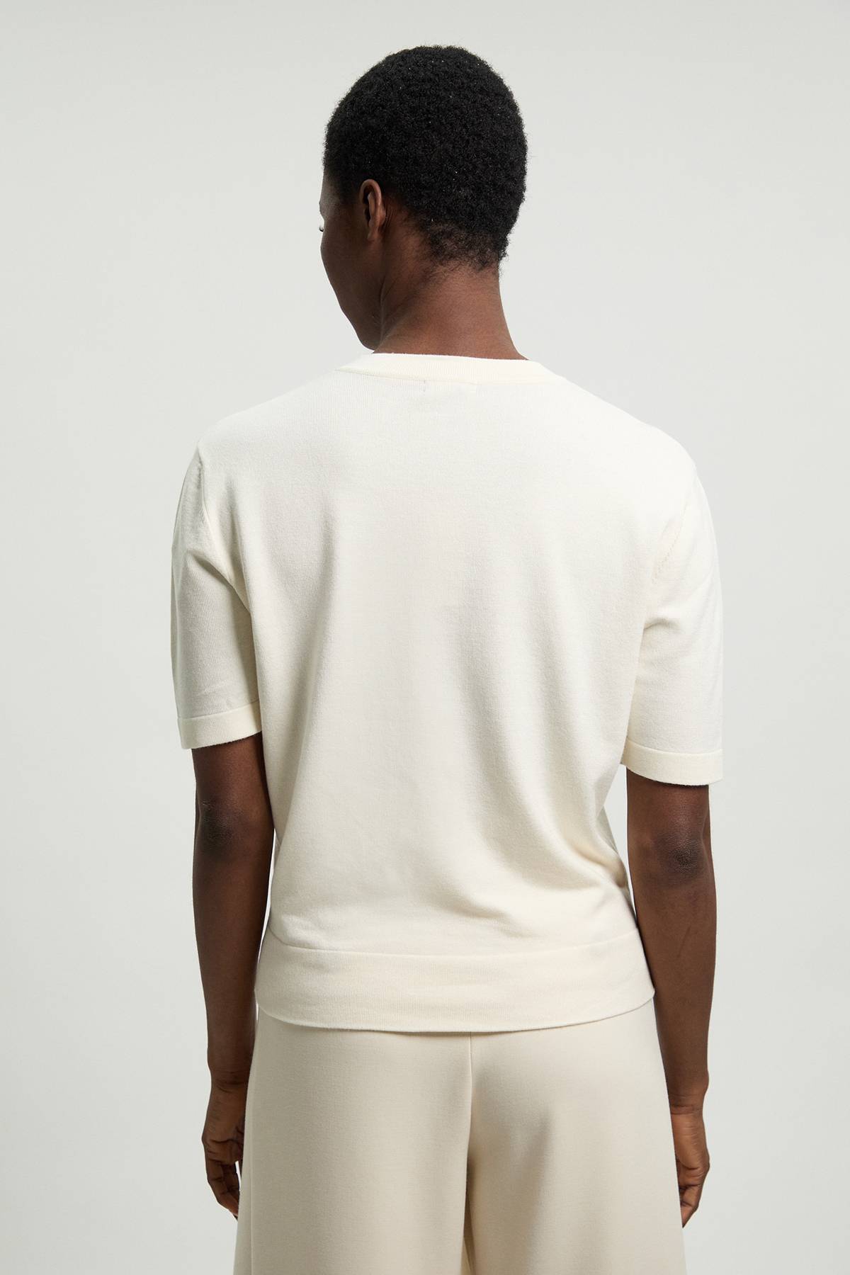 KarenMillen Haut En Maille Mélangée Viscose À Col Rond Et Manches Courtes