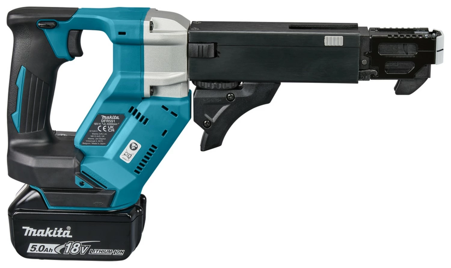 Makita DFR551RTJ 18V Li-Ion accu schroefautomaat set (2x 5,0Ah) in Mbox - 25-55mm