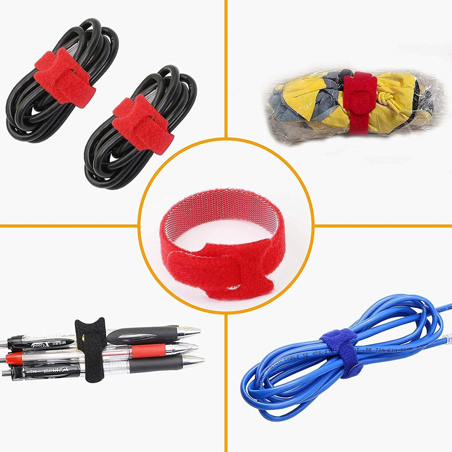 (60er Set) 15cm Wiederverwendbare Nylon Kabelbinder Kabel Organizer Kabel Clip Kabelhalter - Bunt