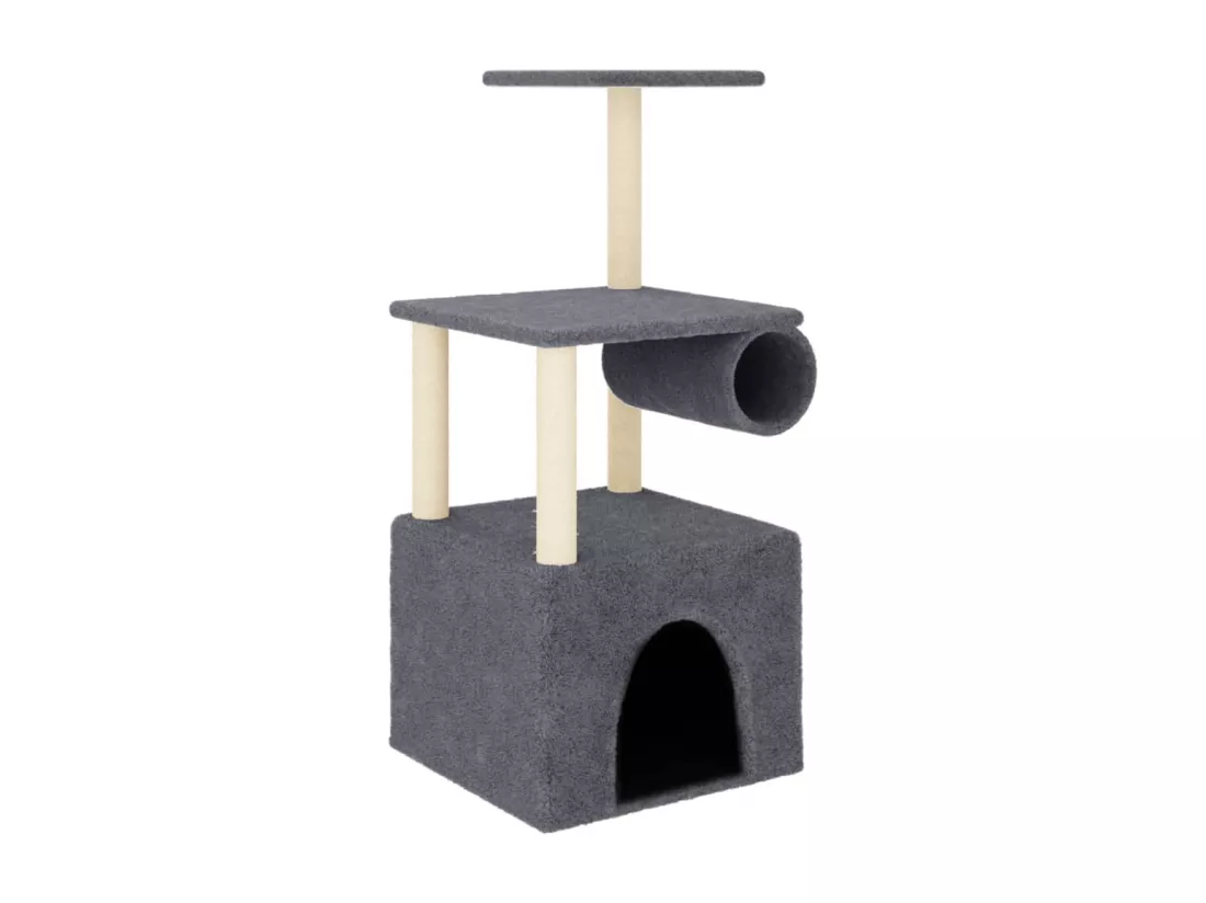 Arbre à chat avec griffoirs en sisal gris foncé 109,5 cm