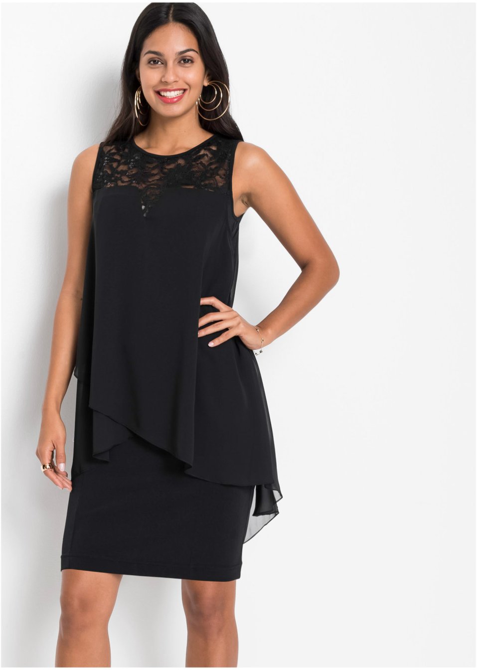 Robe en jersey et chiffon