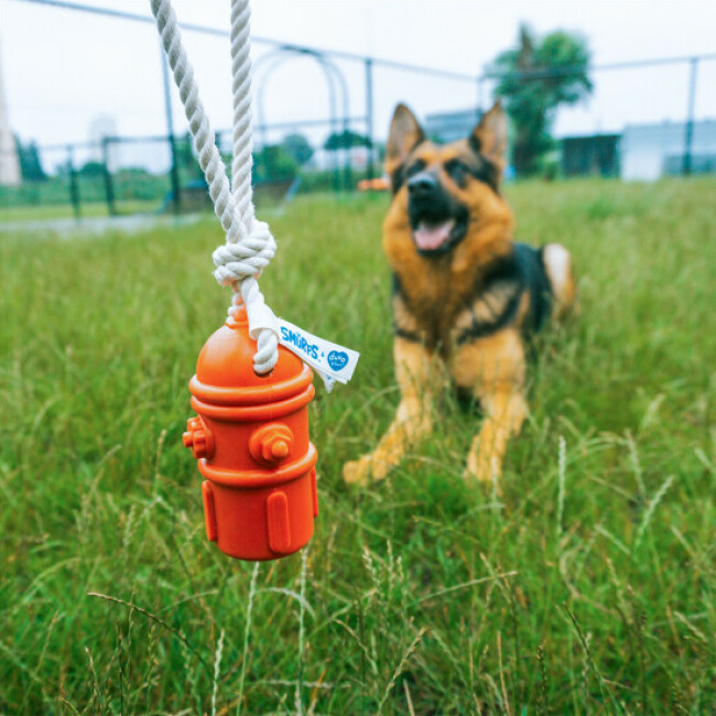Jouet en caoutchouc et Corde Schtroumpfs pour chien