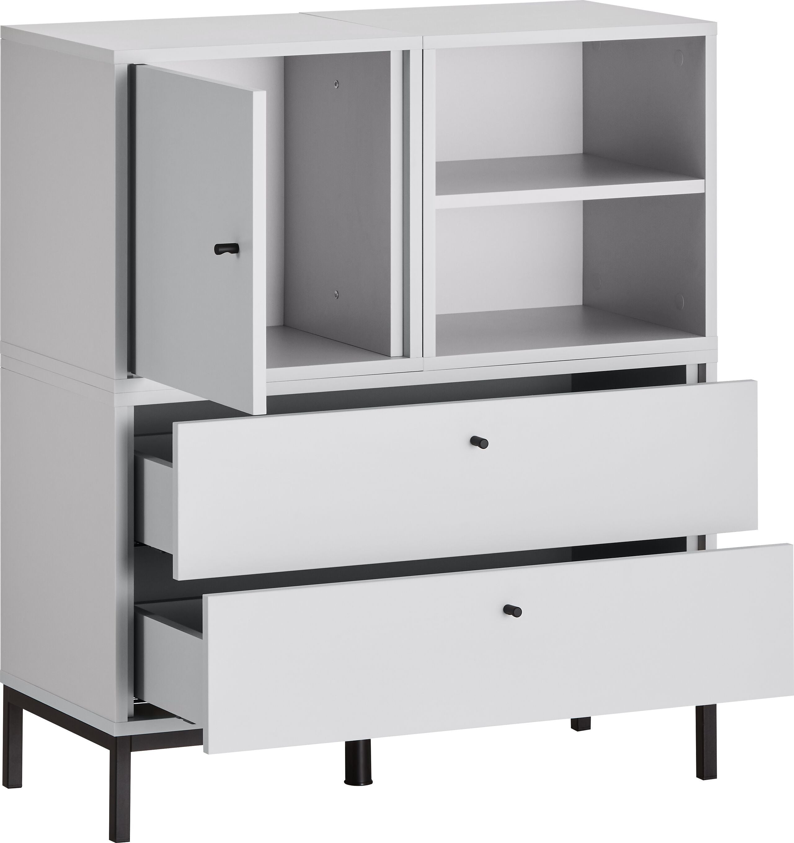 FINJA Kommode - Perlgrau / B: 80.0 cm x T: 36.0 cm x H: 92.5 cm