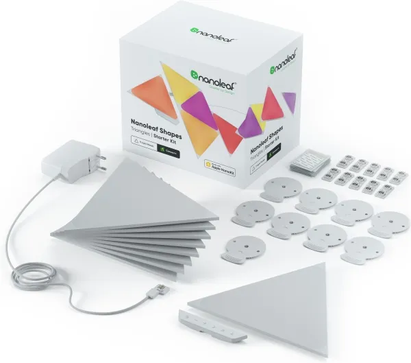 Nanoleaf Shapes Smarter Kit - Trådløst belysningssæt - LED x 9 - 1.7 W - 16 millioner farver - 1200-6500 K - triangel