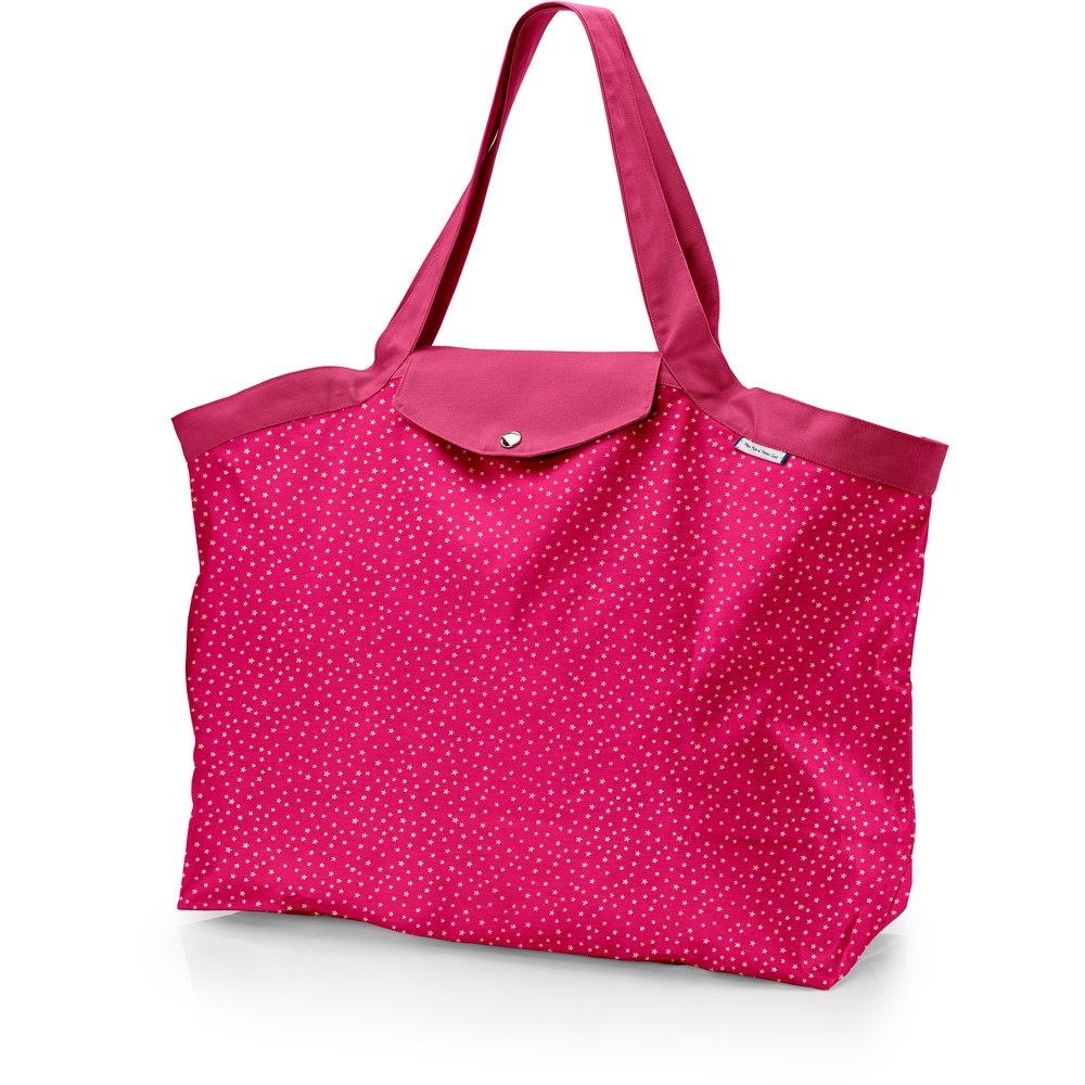 Grand Sac Cabas En Tissu Etoile Or Fuchsia