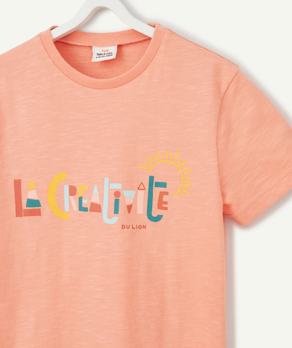 COSMIC VIBES - T-SHIRT ROSE LION EN COTON BIO ENFANT