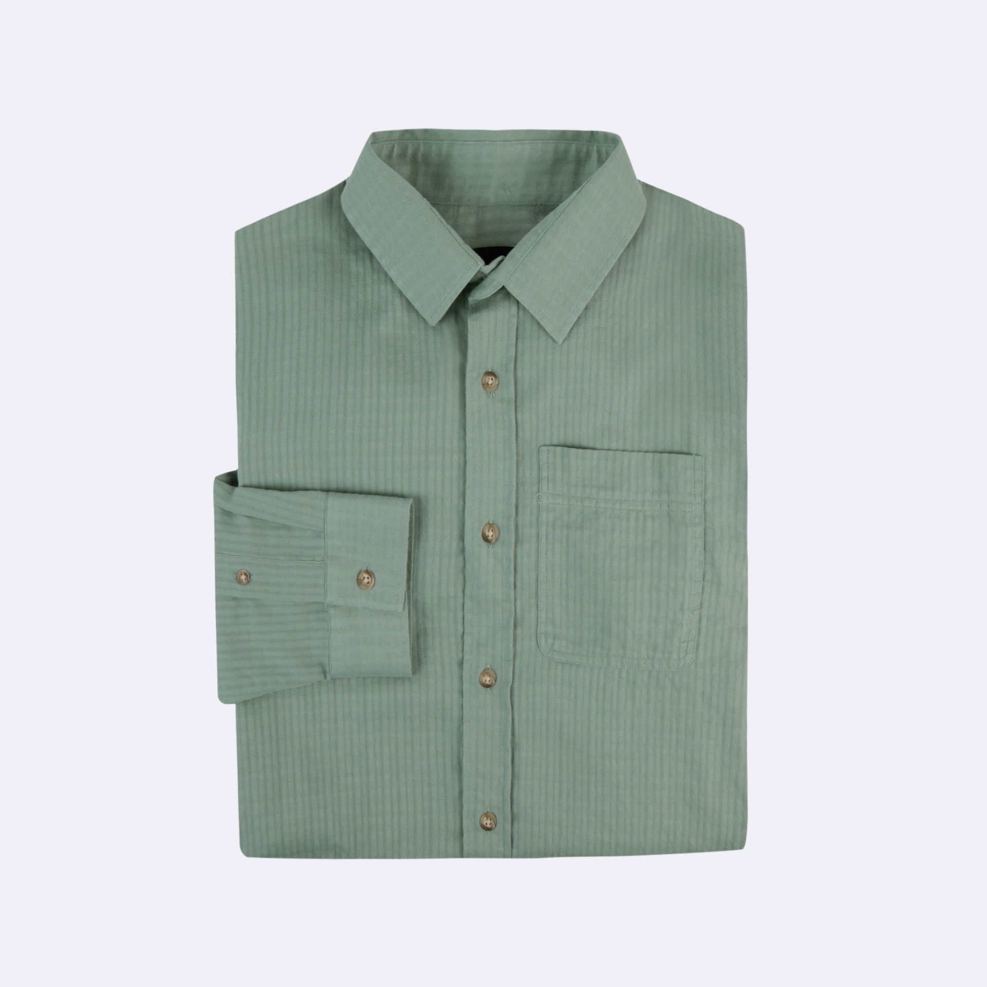 Chemise vert clair Poche poitrine coton biologique - modèle signy