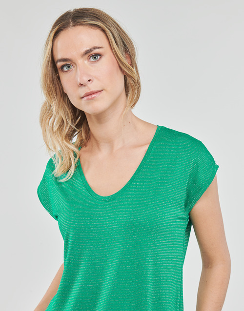 Pieces - PCBILLO TEE LUREX STRIPES - Vert
