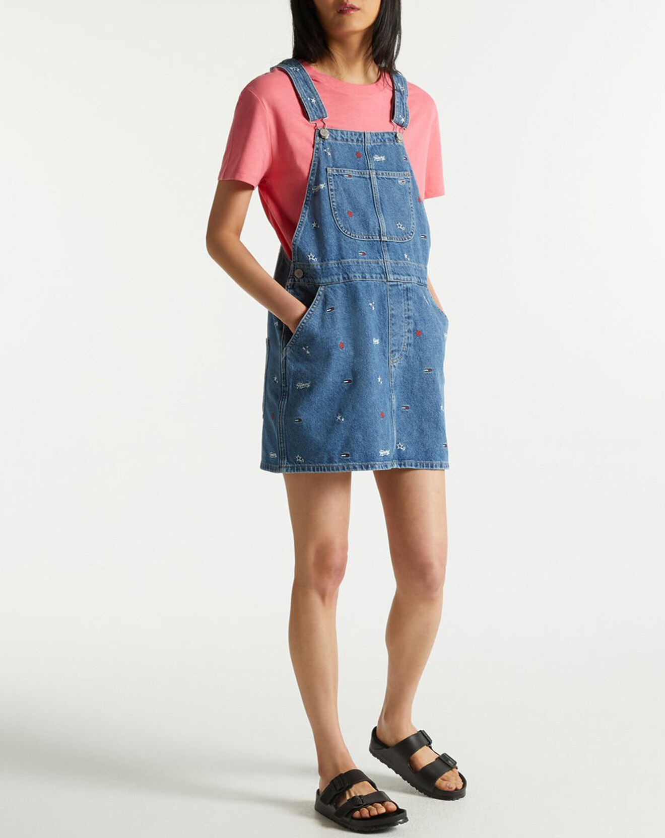 Tommy Jeans Robe salopette en Coton recyclé denim Logo bleu