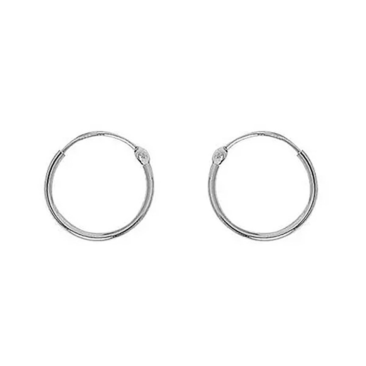 Créoles Brillaxis or blanc 9 carats fil rond 1 mm
