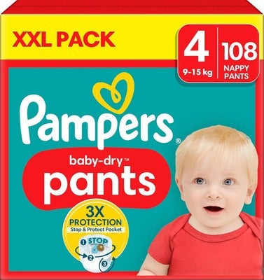 Pampers Baby Dry Bleier Str 4 9-15 kg 108-Pack