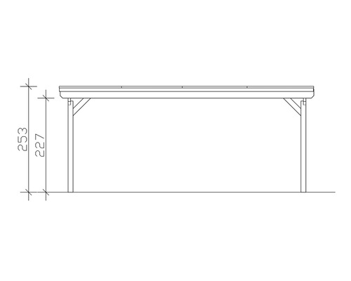 Konsta dubbele carport met aluminium dakpanelen inclusief H-ankers, 618x500 cm, natuurlijke afwerking