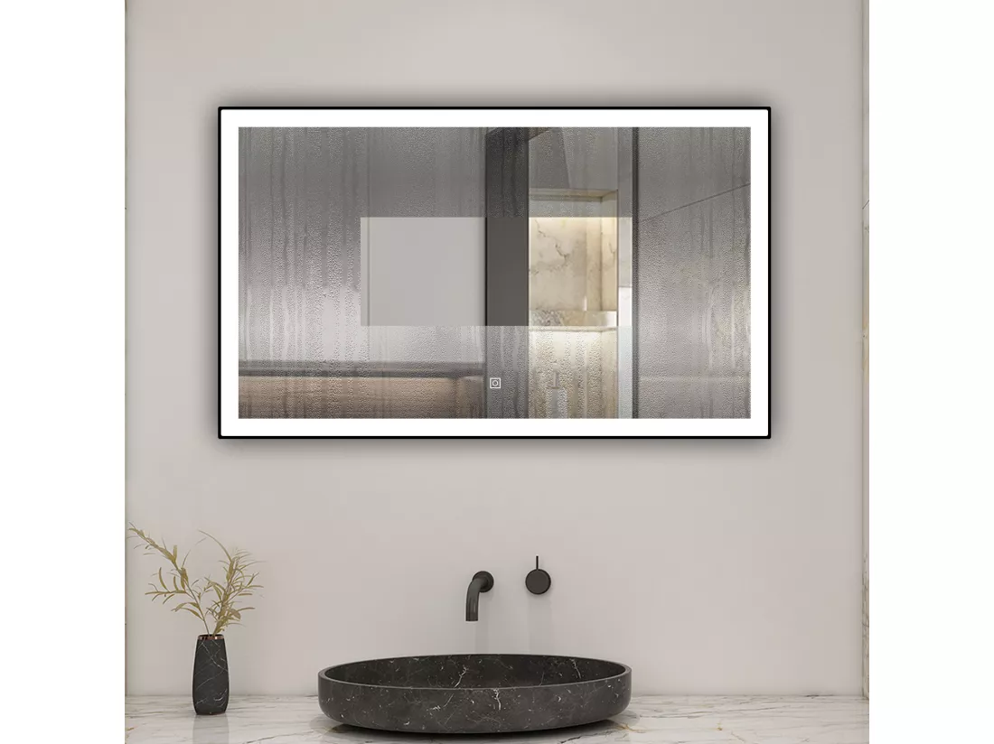 AICA Miroir lumineux 120x70 cm avec 3 couleurs + dimmable + anti-buée + mémoire, miroir salle de bain