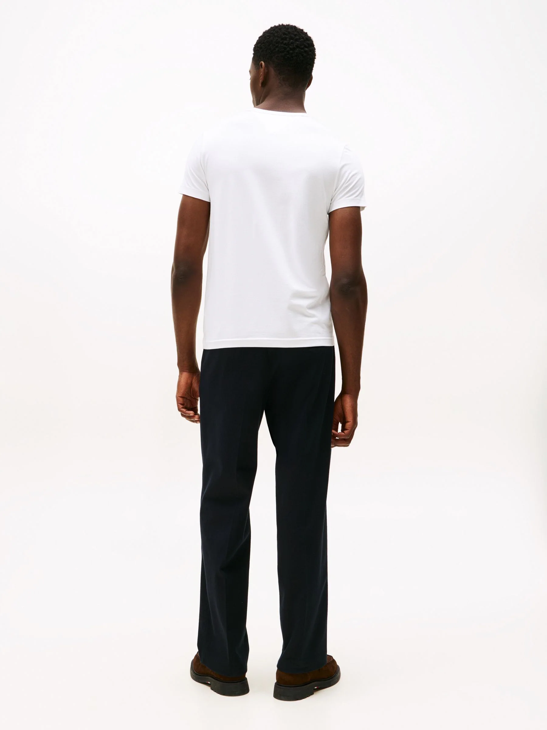 Wit-crème - Tommy Hilfiger Nauwsluitend Core stretch T-shirt met ronde hals