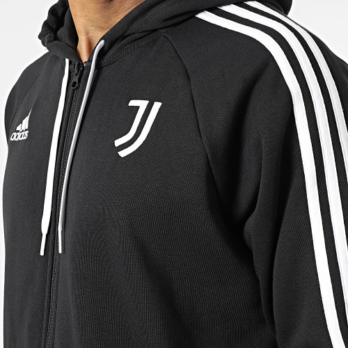 Sweat Zippé Capuche A Bandes Juventus DNA HD8875 Noir