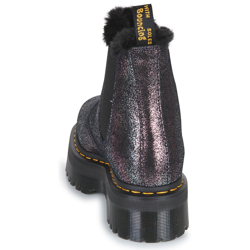 Dr. Martens - 2976 QUAD  FUR LINED DISTRESSED METALLIC - Noir