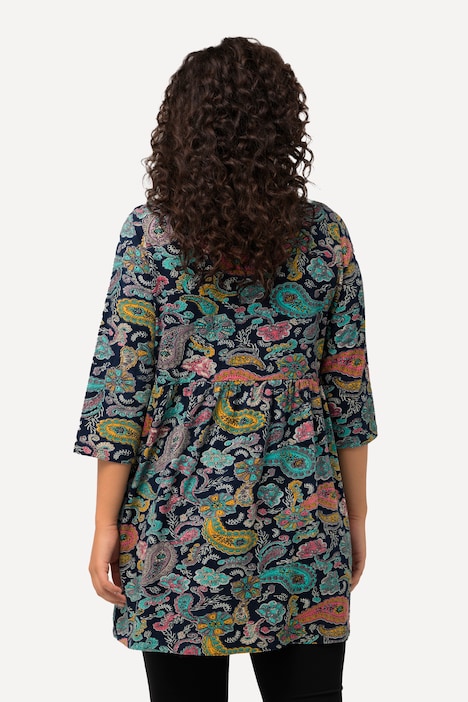 Longshirt, Paisley, Carree-Ausschnitt, 3/4-Arm