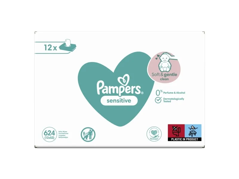 Pampers 81687213, Vådservietter til baby, Dermatologisk testet, Allergivenlig, Neutral pH, Parfumefri