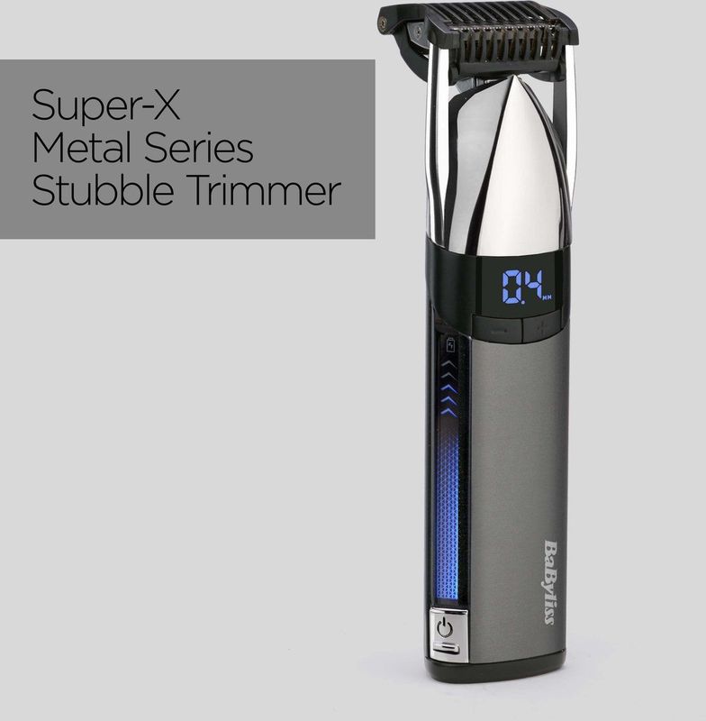 BaByliss Super-X Metal S996E Baardtrimmer - Japans Staal Mes - 0.4mm-5.0mm haarlengte - Digitaal Scherm - Meebewegende Kop