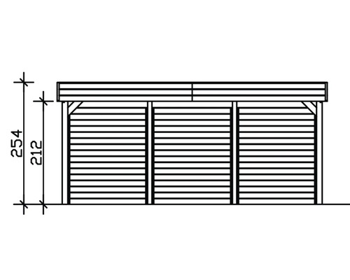 SKAN HOLZ Friesland dubbele carport inclusief zij- en achterwand, 557x555 cm, notenhout