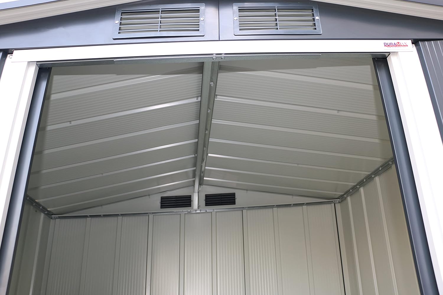 Duramax ECO 6 x 6 (3.33 m²) Metallgerätehaus, feuerverzinktes Metall gerätehaus - Geräteschuppen, verstärkte Dachkonstruktion, wartungsfreier und wetterfester Metallschuppen, Anthrazit
