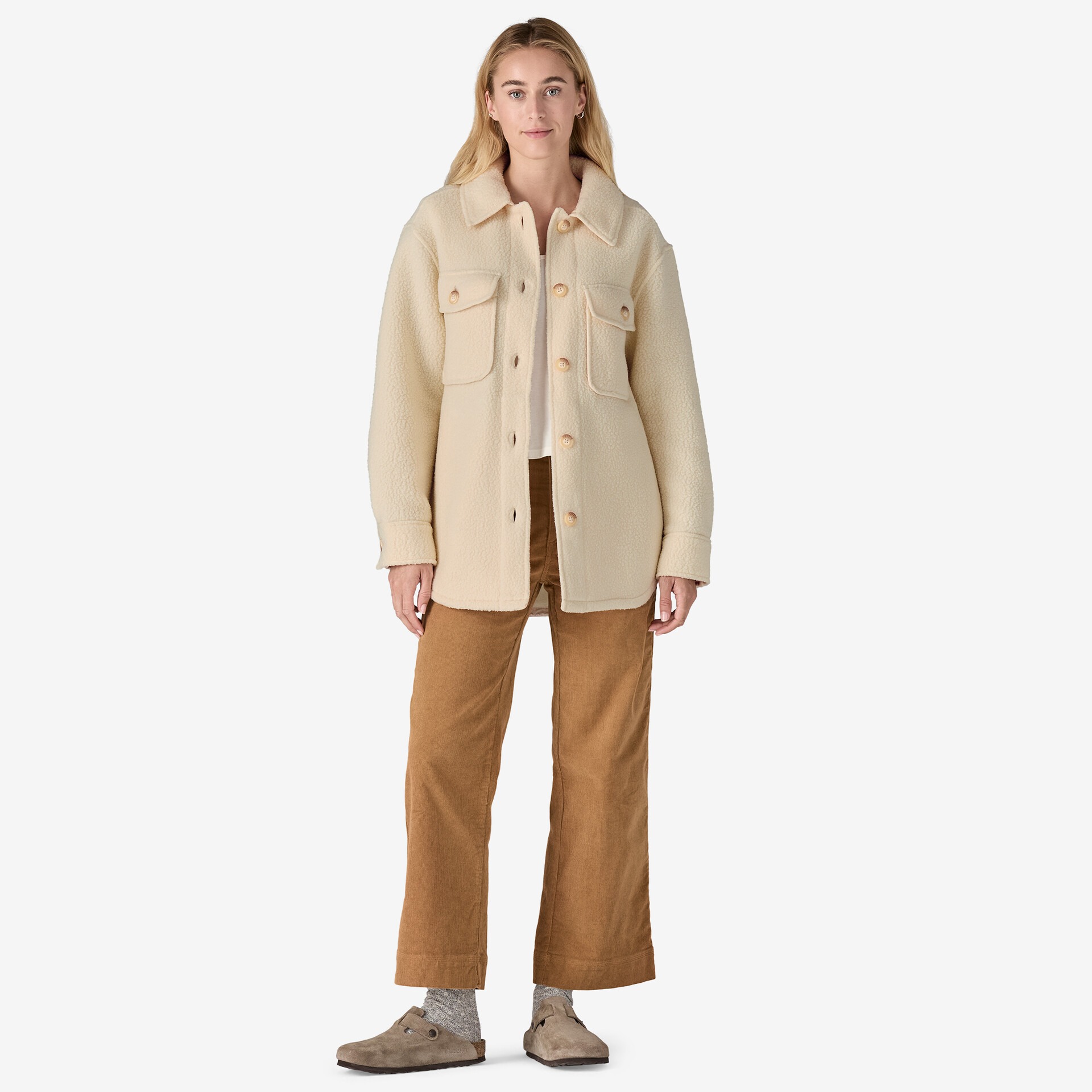Retro Pile Shacket Dame Natural